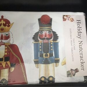 Holiday Nutcracker Tablecloth - Festive Red and Blue Design NEW